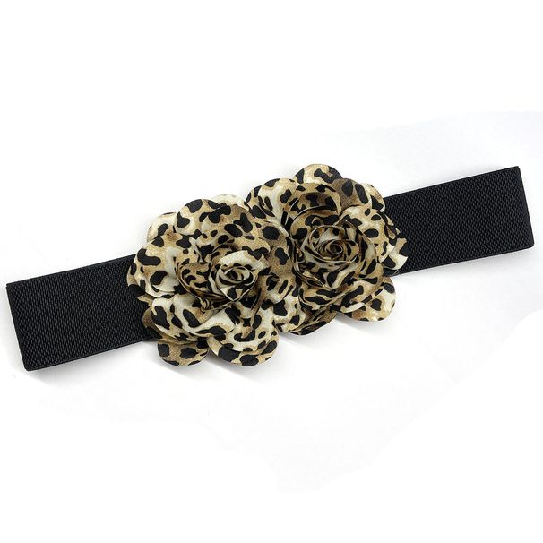 Leopardenmuster, Rosenblume für Damen, vielseitiger Pullover-Dekorationsgürtel, elastischer Taillengürtel für Kleider_voghion.com