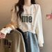 American Letter Printed Round Neck Pullover Hoodie For Women In Spring And Autumn, Short Cross Loose, Small, Long_voghion.com