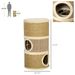 PawHut 28' Multi-Level Cat Condo With Sisal Scratching Pad 3 Story Hideaway For Cats Brown_voghion.com