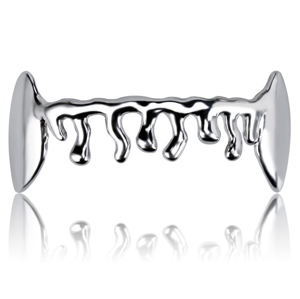 Plated Water Drop Canine Lower Teeth Personality Clown Hip Hop Decorative Gold Braces_voghion.com