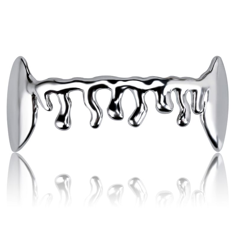 Denti inferiori canini placcati a goccia d'acqua, personalità da clown, hip hop, apparecchio decorativo in oro_voghion.com