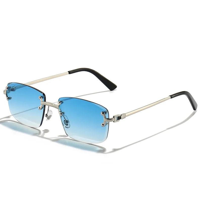 Moda HBK Óculos de sol quadrados sem aro femininos Óculos de sol retrô de metal de alta qualidade para homens e mulheres Óculos de sol para festa e negócios Gradient Shades 2024_voghion.com