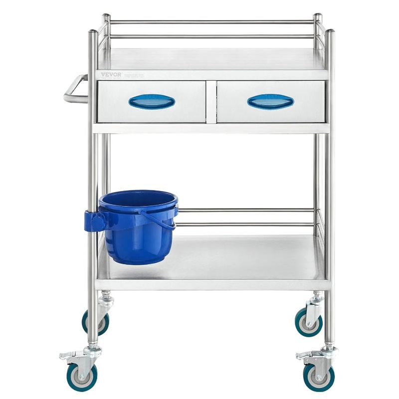 Drawers Cart Lockable Dental Medical Utility Serving With Steel 2 Rolling With Layers Cart Cart Cart Stainless Lab Two Utility_voghion.com