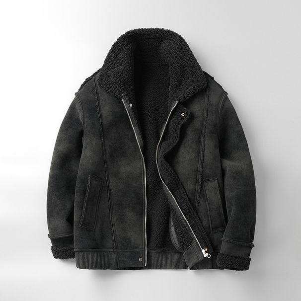 Men’s Faux Leather & Fleece Jacket -Style Winter Coat With Stand Collar (Sizes L-4XL, Black/Brown)_voghion.com