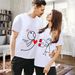 Women's Valentine's Day T-shirt new couple's stick figure print short-sleeved T-shirt_voghion.com