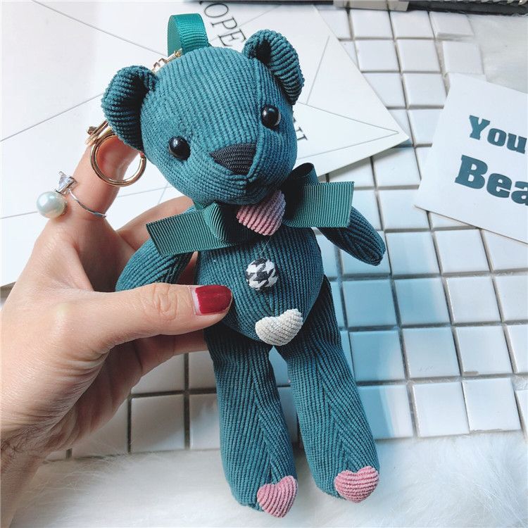 Porte-clés en peluche créatif avec pendentif en forme d'ours en velours côtelé_voghion.com