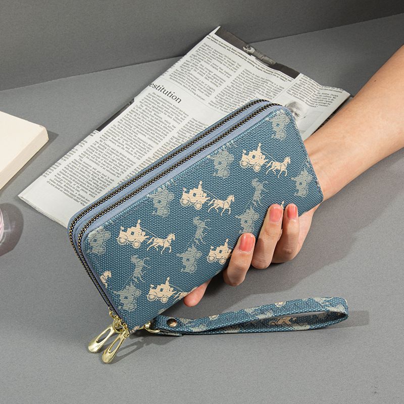 Women's Wallet Card Cases Double Zipper Wallet Ladies Long Large Capacity Double Layer Wallet Printed Clutch Bag Mobile Phone Bag_voghion.com