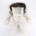 Warme winterbabyromper met bontkraag en wanten - Zachte fleecegevoerde jumpsuit voor peuters (1-3 jaar, 80-100 cm) - Winddicht polyester - Sneeuwpak_voghion.com