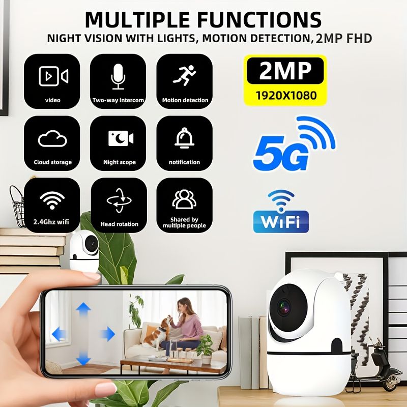 High Definition 1080P Wireless Security Camera, With AI Intelligent Humanoid Tracking And Motion Detection Functions, Support 2.4G Alarm Push,_voghion.com