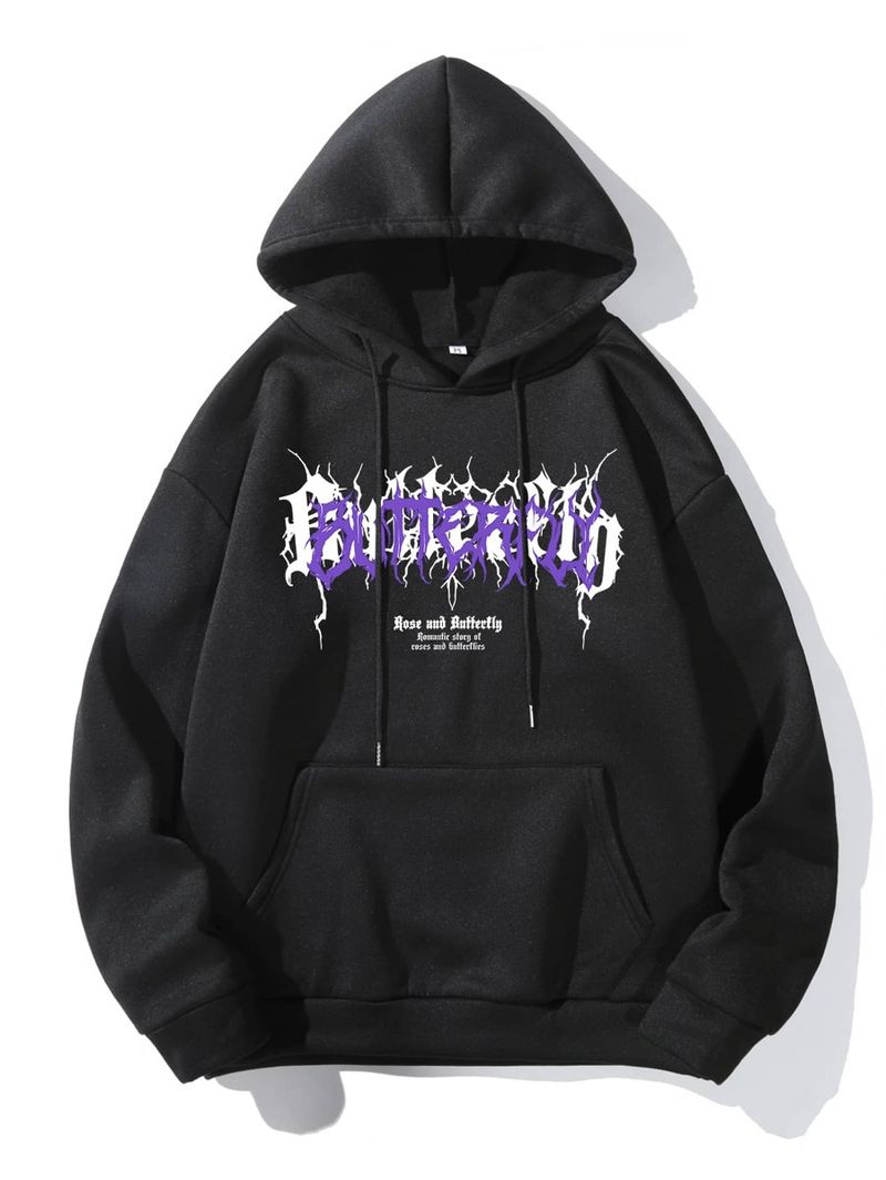 Men's Clothing 24 Autumn and Winter Cross border European and American Direct Supply Thorn Letter Y2K Butterfly Print Gothic Style Hooded Sweatshirt_voghion.com