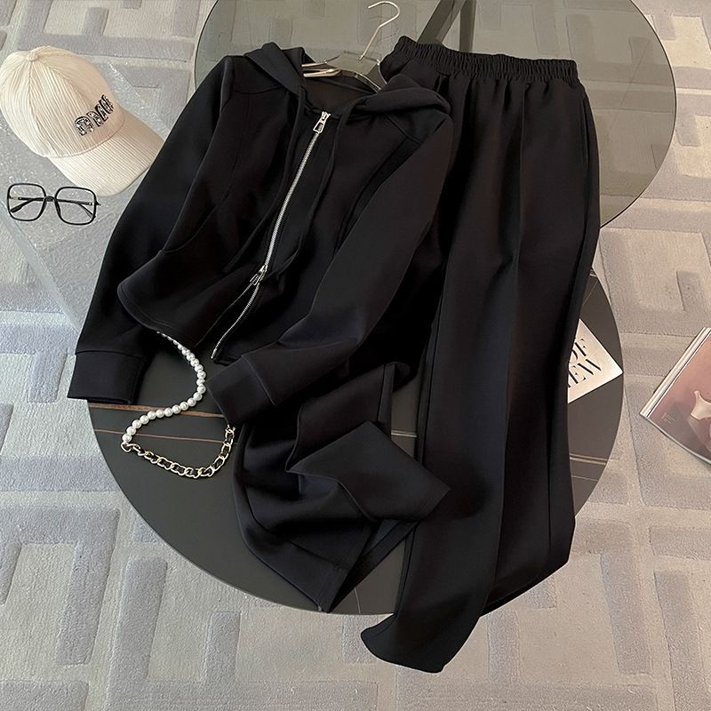 Abbigliamento da donna Autunno Nuovo stile Elegante Anti-età Cardigan con cappuccio Top Pantaloni a gamba larga Due pezzi Suit_voghion.com