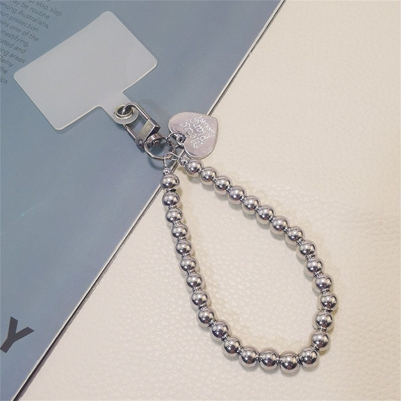 Universal Mobile Phone Plating Beads Heart Anti-lost Hand Strap Bracelet Chain For iPhone 14 13 pro max Samsung Flip 4 S23 Ultra_voghion.com