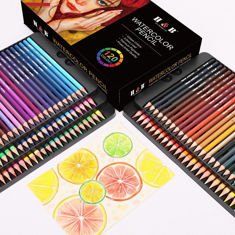 Aquarellstifte-Set mit 120 Farben, professionelle Künstlerfarbstifte mit Metalletui, leuchtend und mischbar zum Skizzieren, Zeichnen und Malen_voghion.com