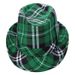 Cappello a quadri verdi con trifoglio, cappello verde per il giorno di San Patrizio, cappello basco verde con quadri_voghion.com