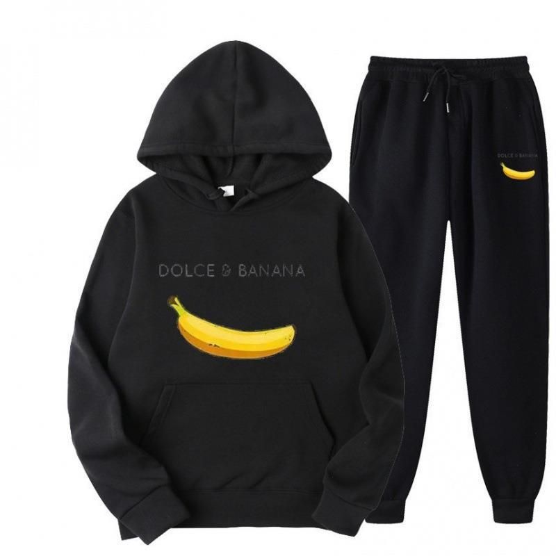 Conjunto de sudadera con capucha unisex de polar con estampado de plátano y plátano, marca de moda, novedad de 2025_voghion.com