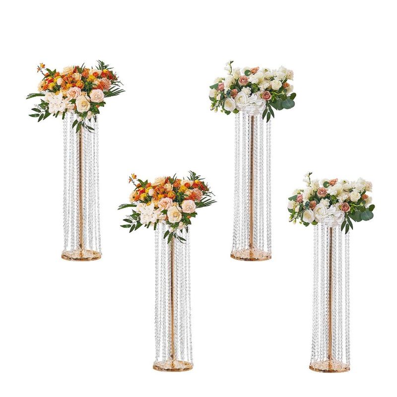 Gold Wedding Flowers Vase Flower For Vases Crystal 4PCS Tsta Centerpieces Tall Crystal 35.43inch Metal Perfect Stand Luxurious_voghion.com