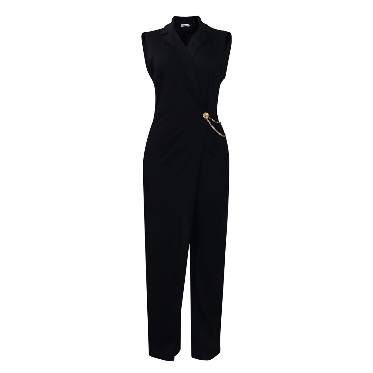 Damenbekleidung Sommer Ärmelloser Anzugkragen Temperament Elegante Mode Einfarbig Afrikanischer Overall in großer Größe_voghion.com