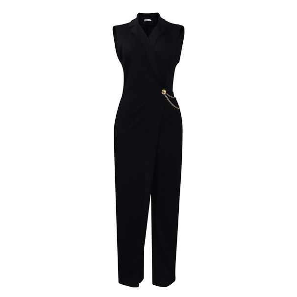 Damenbekleidung Sommer Ärmelloser Anzugkragen Temperament Elegante Mode Einfarbig Afrikanischer Overall in großer Größe_voghion.com