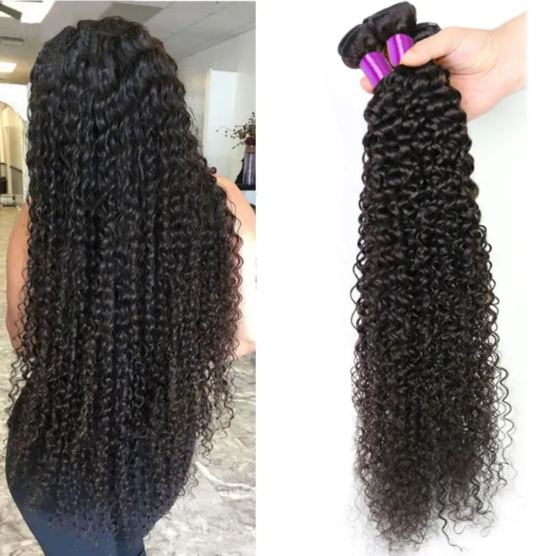 Indian Afro Kinky Curly Bundles Extension per capelli umani non trattati Virgin Weave Jerry Curl_voghion.com