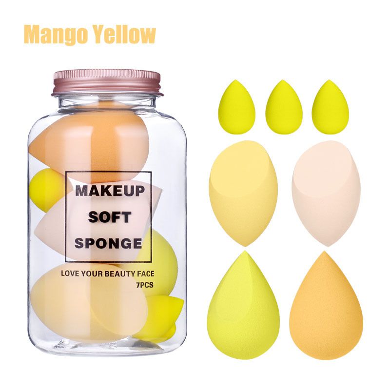 Wattenschijfjes Make-up Poederdons 7-pack Blik Beauty Egg Set Drift Fles Make-up Spons Gedrenkt in Water Om Groter En Mini Te Worden_voghion.com