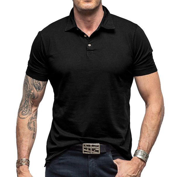 Men's t-Shirts Solid Color Short-Sleeved Polo Shirt Tops_voghion.com