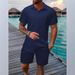 Men's Clothing Summer Jacquard Black And White Solid Color Suit Short Sleeved Men's Vacation Casual Style Shirt Shorts Two Piece Suit_voghion.com