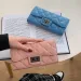 Free Shipping New Designer Women's Small Fragrance Style Fashionable Diamond Grid Soft Leather Long Handbag Zero Wallet_voghion.com