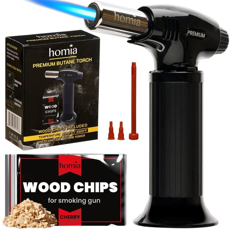 Butane Torch Refillable Kitchen Torch Lighter Adjustable Flame For Smokers Smoking Guns With Wood Chips Bag Included Fit All Butane Tanks With Adapt_voghion.com