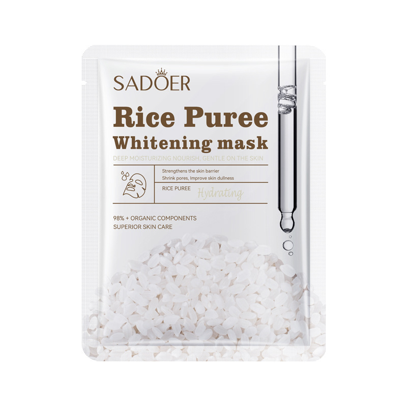 All English SADOER Rice Original Whitening And Moisturizing Facial Mask_voghion.com