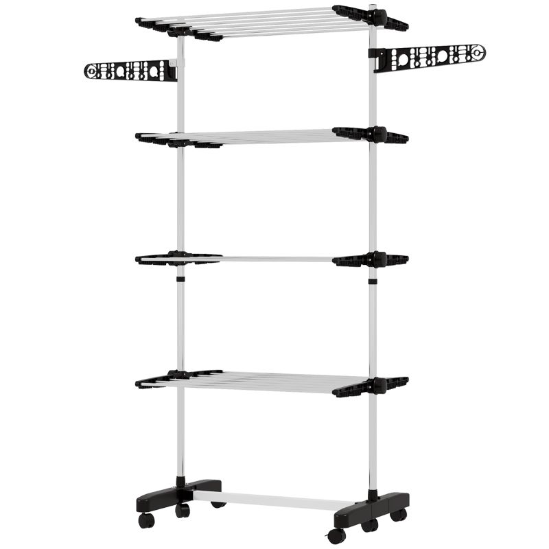 Wäscheständer 5-stöckig, Klappbar, One-Klick-System, 142x55x172 Cm, Nero-Argento_voghion.com