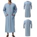 Herrenbekleidung Herren Lose Gestreifte Stehkragen Langarm Muslim Robe Sweatshirt Pocket Style Robe_voghion.com