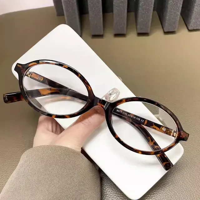 Fashion Korea Retro Oval Frame for Women Lovely Ins No Makeup Plain Y2K Eyewear Cute Decorative Computer Glasses_voghion.com