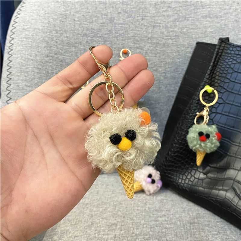 Bag Charm Cute Cartoon Plush Keychain Ugly Cute Bag Pendant Ice Cream Cone Car Keychain Mobile Phone Accessories Gift_voghion.com