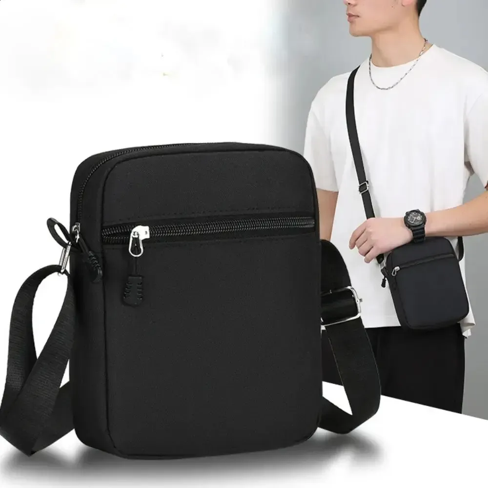 Borsa a tracolla nera da uomo, modello Mini Oxford, per cellulare, 250121_voghion.com