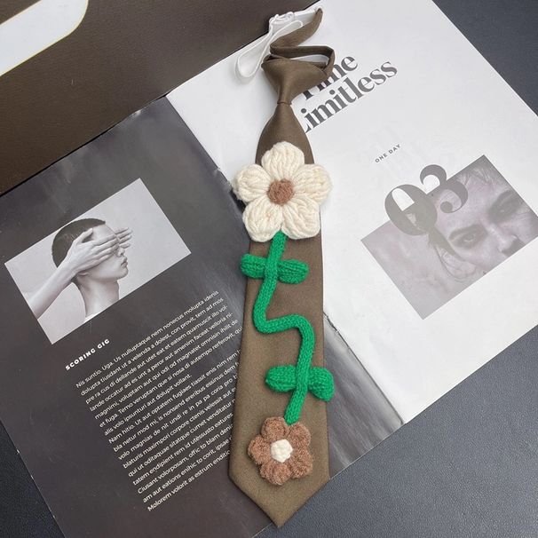 Niedliches, einzigartiges, lässiges, kurzes, trendiges Blumen-Krawatten-Set – kein Knoten erforderlich_voghion.com