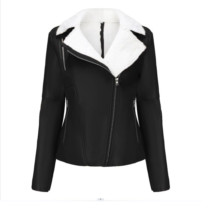 Women's Clothing autumn and winter plus velvet leather jacket _voghion.com