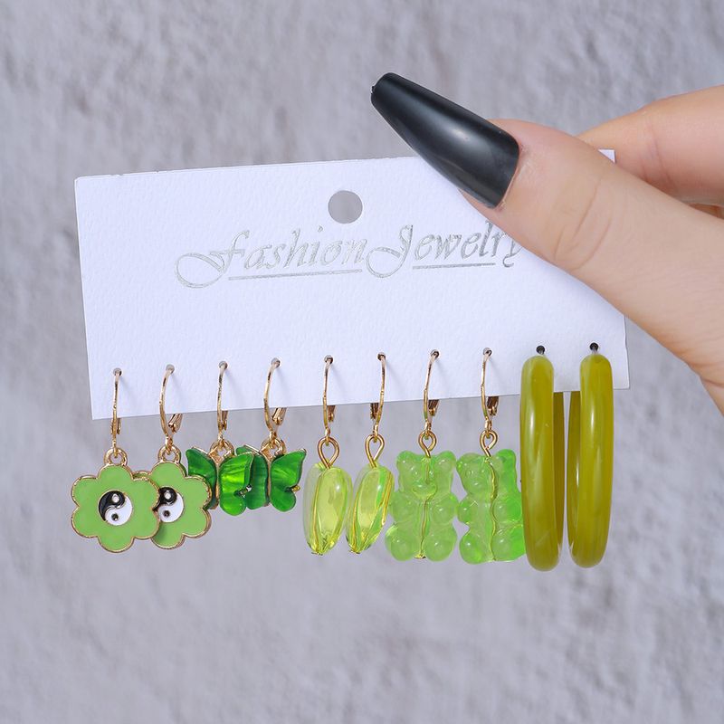 1 Set Sweet Animal Patchwork Plastic Resin Drop Earrings_voghion.com