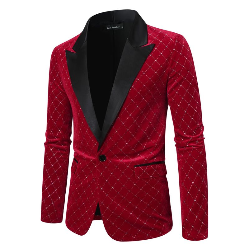 Abbigliamento maschile Autunno e Inverno Nuova moda Abito da uomo con motivo a quadri a rombi Giacca da uomo_voghion.com