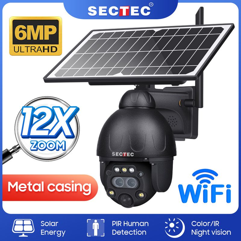 4G Solar Camera Wireless WIFI Intelligent Monitoring 6MP HD 12x Zoom Solar Camera_voghion.com