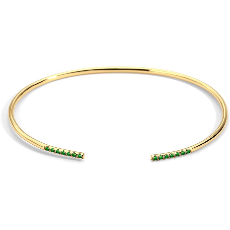 B0028 Bracciale sottile regolabile con zirconi aperti semplici da donna, placcato oro con diamanti intarsiati_voghion.com