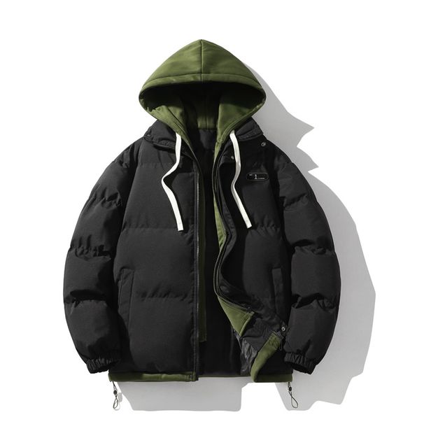 Chaqueta acolchada unisex de invierno con capucha y capas: diseño de dos piezas, estilo urbano, con relleno de poliéster grueso para hombre y mujer._voghion.com