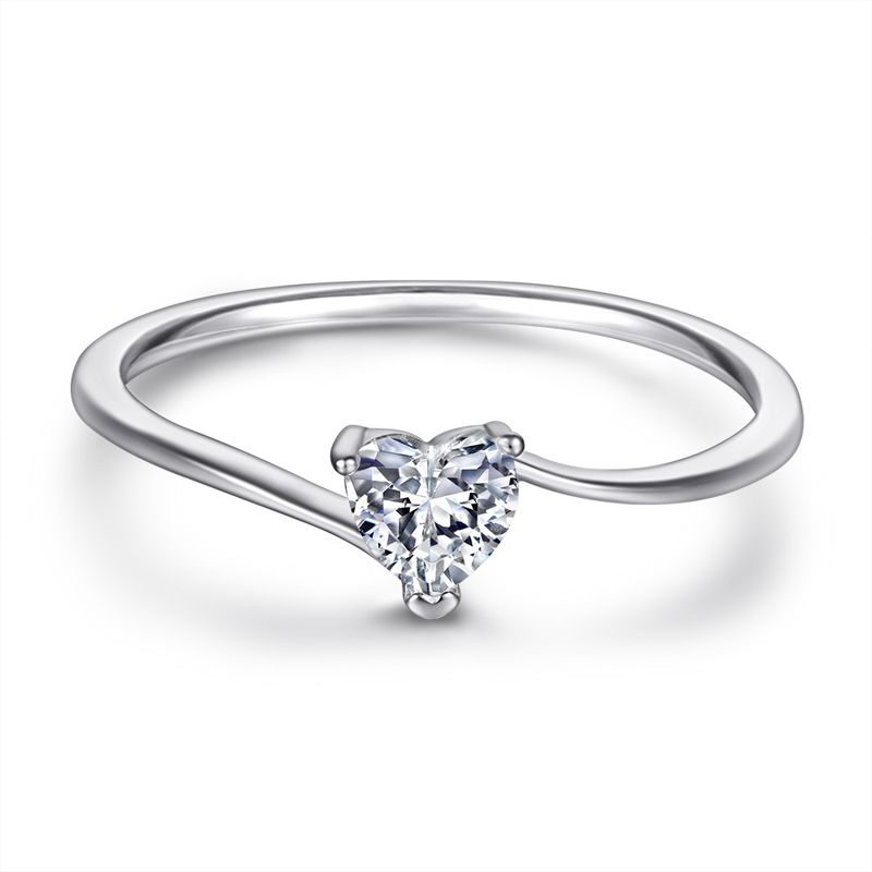 Herzförmiger Zirkon-Diamant-S-Schmuck, bunter Edelstein-Herzring aus reinem Silber für Frauen_voghion.com