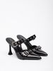 7199-2 Pointed Toe Double Belt Buckle Heel For Women New Niche High-End Sense Internet Celebrity Backless High Heels_voghion.com