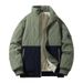 Men's Clothing Contrast Color Stitching Plus Velvet Winter Fleece-Lined Color Block Stand Collar Jacket - Stylish Unisex Casual Coat For Cold Weather_voghion.com