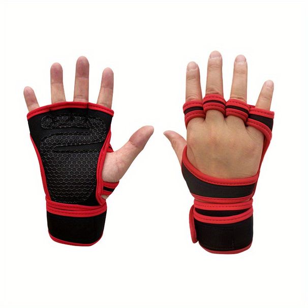 Guantes unisex sin dedos: perfectos para levantamiento de pesas, entrenamiento en el gimnasio, entrenamiento con mancuernas para culturismo; con velcro_voghion.com