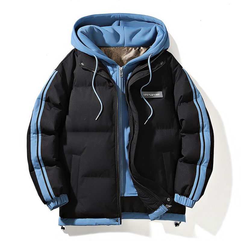 Men's Winter Puffer Jacket - Oversized Hooded Quilted Coat With Thickened Down Alternative Filling, Trendy Streetwear For Teens & Young Adults_voghion.com