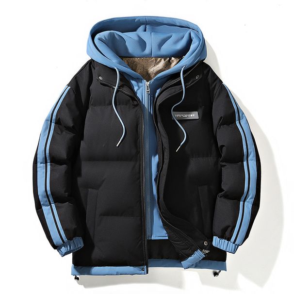 Men's Winter Puffer Jacket - Oversized Hooded Quilted Coat With Thickened Down Alternative Filling, Trendy Streetwear For Teens & Young Adults_voghion.com