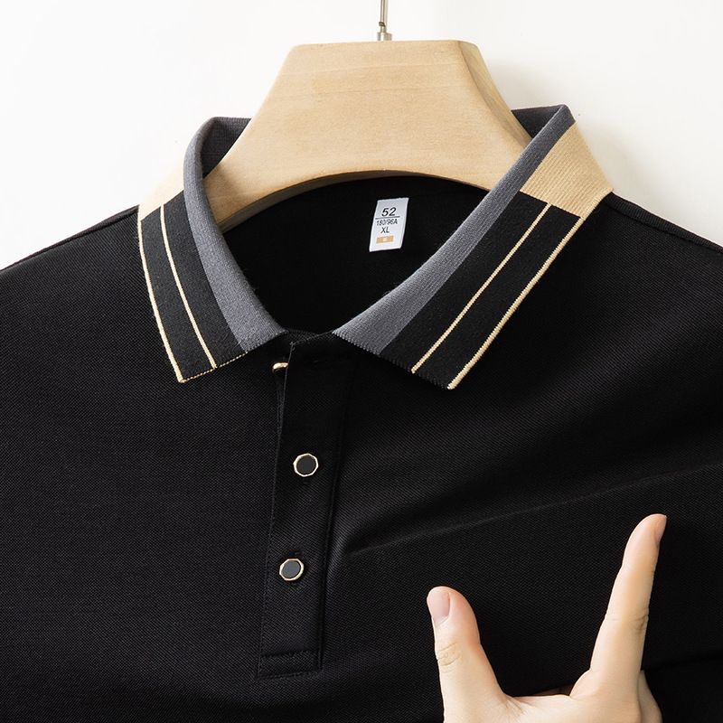 Summer New Men's Short Sleeve T-Shirt For Young And Middle-aged, Casual Fashion Solid Color Turn-down Collar Thin_voghion.com