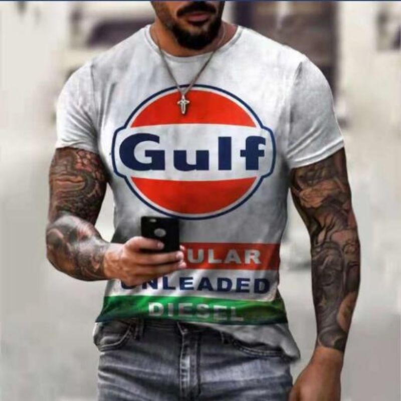 2021 New Men's Anime Loose Fit Youth Sports Round Neck Underlay T-shirt_voghion.com