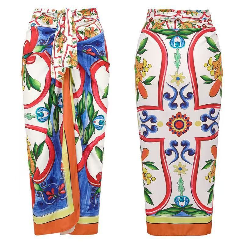 Traje de baño elegante de bikini de un solo hombro con falda cruzada de gasa, cintura alta, push-up y cobertura moderada para playa y piscina._voghion.com